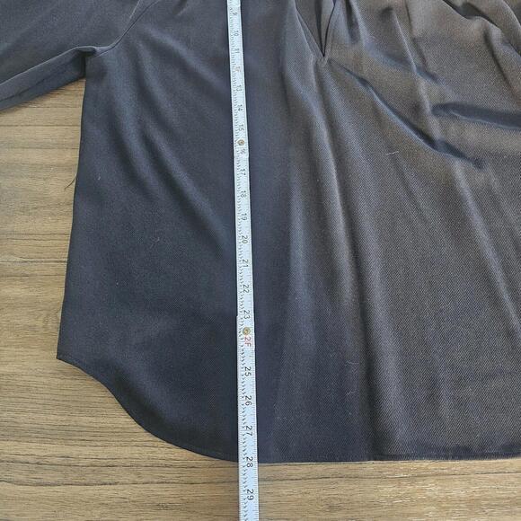 DKNY  Long-Sleeve Pleated Keyhole Black Blouse Women's Size XL - Picture 6 of 10